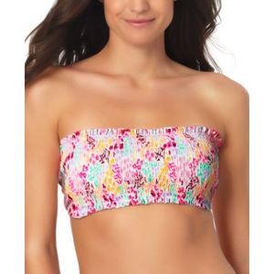 MSRP $20 California Waves Juniors' Smocked Bandeau Bikini Top Size Small